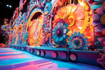 Vibrant Venetian Carnival Gradients: Colorful Parade Float Decoration Ideas