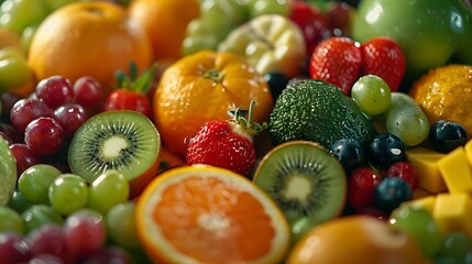 Colorful fruits and vegetables background