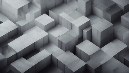 an illustration of rectangular and cubic shapes showing a grey pixel gradient within the small geometric boxes
