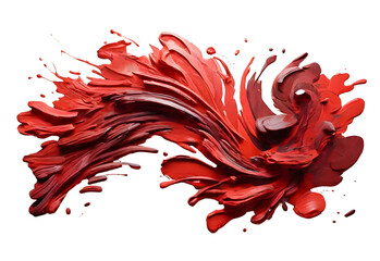 Red color and maroon color paint stroke on a solid white background, generative AI