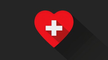 Heart icon in a flat design in black color. Vector illustration eps10 World Red Cross Day - Powered by Adobe