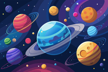 A digital illustration  planetary system