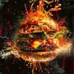 exploding spicy burger 