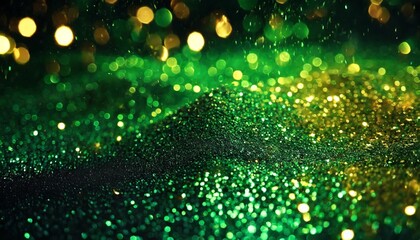 wallpaper phone shining glitter new year and christmas festive background gold and green glitter macro background with shining bokeh on a black background shining texture