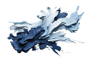 Navy and sky blue paint stroke on solid white background, generative AI