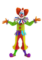 Naklejka premium Colorful Clown Standing With Arms Out