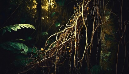 messy dried jungle vines tropical rainforest liana plant