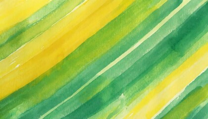 hand drawn abstract striped background with watercolor yellow and green color