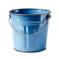 Blue Bucket With Handle on White Background