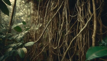 messy dried jungle vines tropical rainforest liana plant