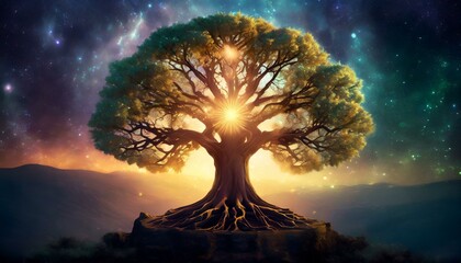 tree of life as spiritual art created with generative ai technology