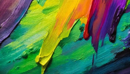 closeup of abstract rough colorful multicolored rainbow colors art painting texture with oil brushstroke pallet knife paint on canvas dripping color