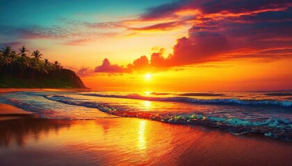 sunset beach banner header seascape beach sea landscape beautiful colorful landscape sunrise