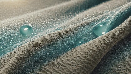 close up fabric fiber with water bubble deep cleaning remove stain macro fabric fiber of cloth 3d rendering - obrazy, fototapety, plakaty