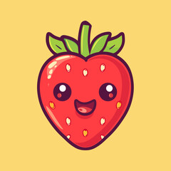 Cute kawaii strawberry. Vector illustration in cartoon style.