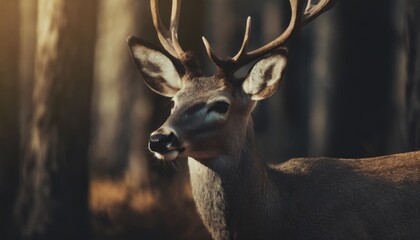 side profile of a mule deer - obrazy, fototapety, plakaty