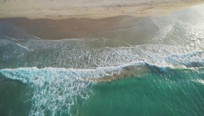 sea ocean waves reaching shore beach with aerial drone beach clear turquoise top view beautiful beach aerial drone beautiful beach