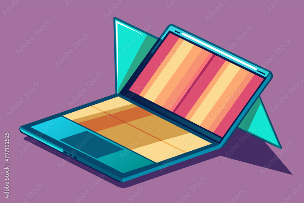 Aufkleber a foldable laptop with a flexible oled display that rolls up for portability