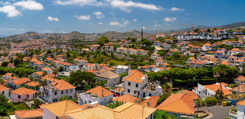 Panoramic view of the capital of Madeira island Funchal, Portugal