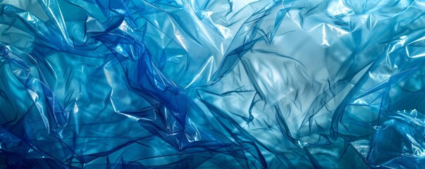 Abstract crumpled blue plastic texture