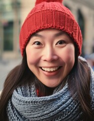 portrait of an asian woman in winter