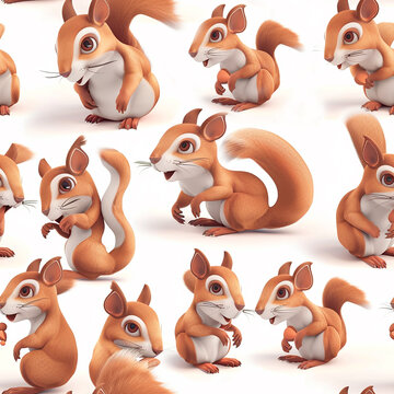 cute orange squirrels on a white background