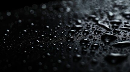 Abstract water droplets on dark surface