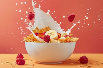 Energy-rich, vibrant breakfasts blend nutritious cereal choices with healthful muesli, integrating morning meals with fruit toppings for a vitamin-packed start.
