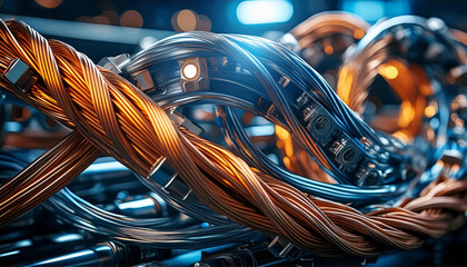 futuristic industrial cables, internet of things, ev systems, power transmission and communication