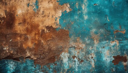 background of an old blue and brown textured wall with vintage appeal