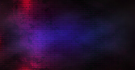 Neon Brick Wall Background. Brickwall pattern with a cyber lightning