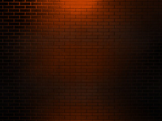 Mystical Lighted Brick Wall. Halloween Wall Background.