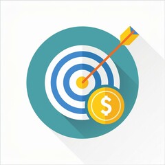 A target and a dollar sign. The concept of financial goal in personal finance.