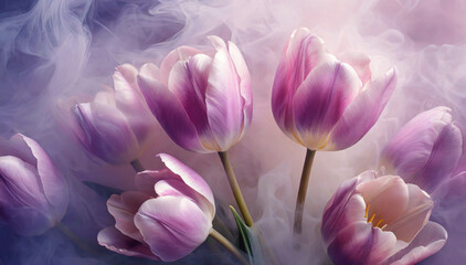 Fiori di tulipano rosa. Fondo floreale astratto, decorazione