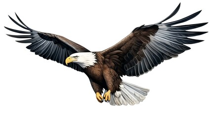 Fototapeta premium 3D rendering of a bald eagle isolated on white background. Computer generated illustration.