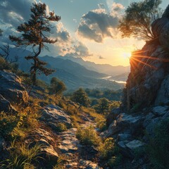 sunset in the mountains
