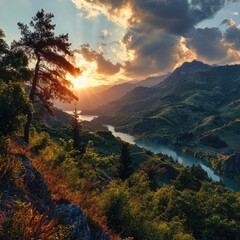 sunset in the mountains