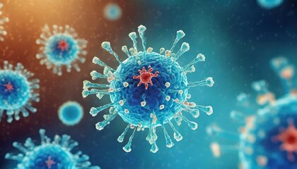 Fototapeta na wymiar virus antibodies and viral infection under the microscope the body s immune defense antigens 3d illustration