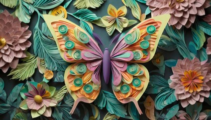paper craft butterfly animal quilling patterns art painting illustration ultra hd wallpaper image