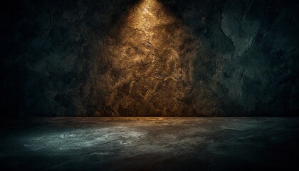 backdrop wall background with floor with texture grunge texture with relief spotlight illuminated - Powered by Adobe
