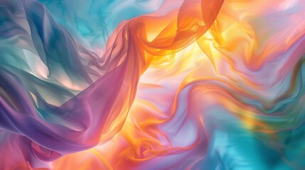 A flowing colorful abstract background with a blue, orange, and purple color scheme.
