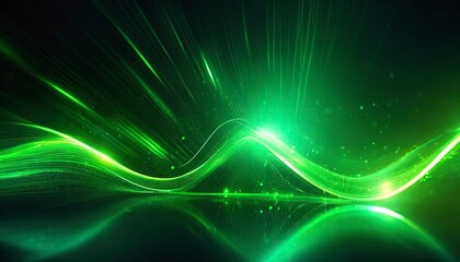 Fototapeta na wymiar luminous magic green neon wave abstract light effect illustration futuristic light effect stripes bright sparkling background