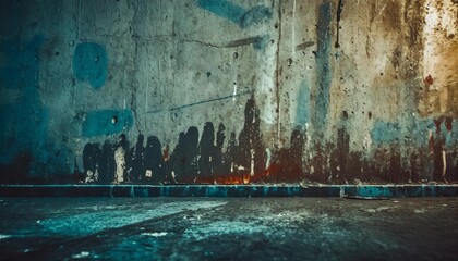cityscape on a grungy concrete wall texture with scratched paint