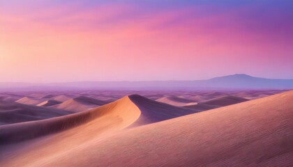 Fototapeta na wymiar rolling sand dunes form a empty desert landscape sunrise background with pink gradient sky