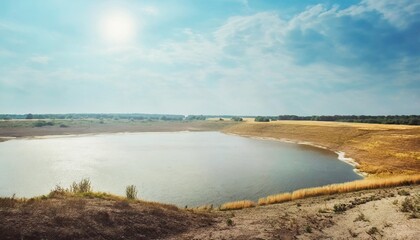 view of a dry lake in summer in ukraine