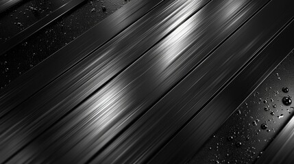 A black and silver image with a shiny surface. The image is blurry and has a wet appearance