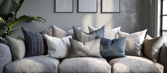 D Rendered Cushions Arrangement Showcasing Comfort and Modern Design