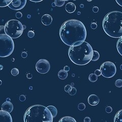 Floating Transparent Bubbles on a Dark Blue Background
