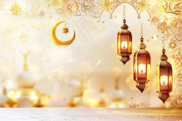 Illustration design Eid Mubarak accessories chandelier accessory. - obrazy, fototapety, plakaty