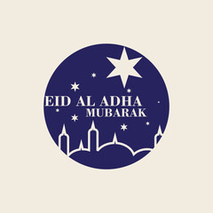Eid al adha mubarak logo design simple concept Premium Vector